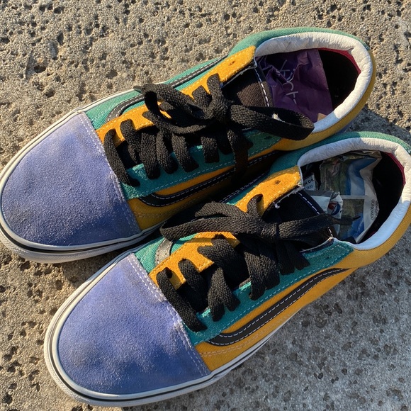 Retro old School multi color vans sz 7 men 8.5 woman shoes - Picture 2 of 8